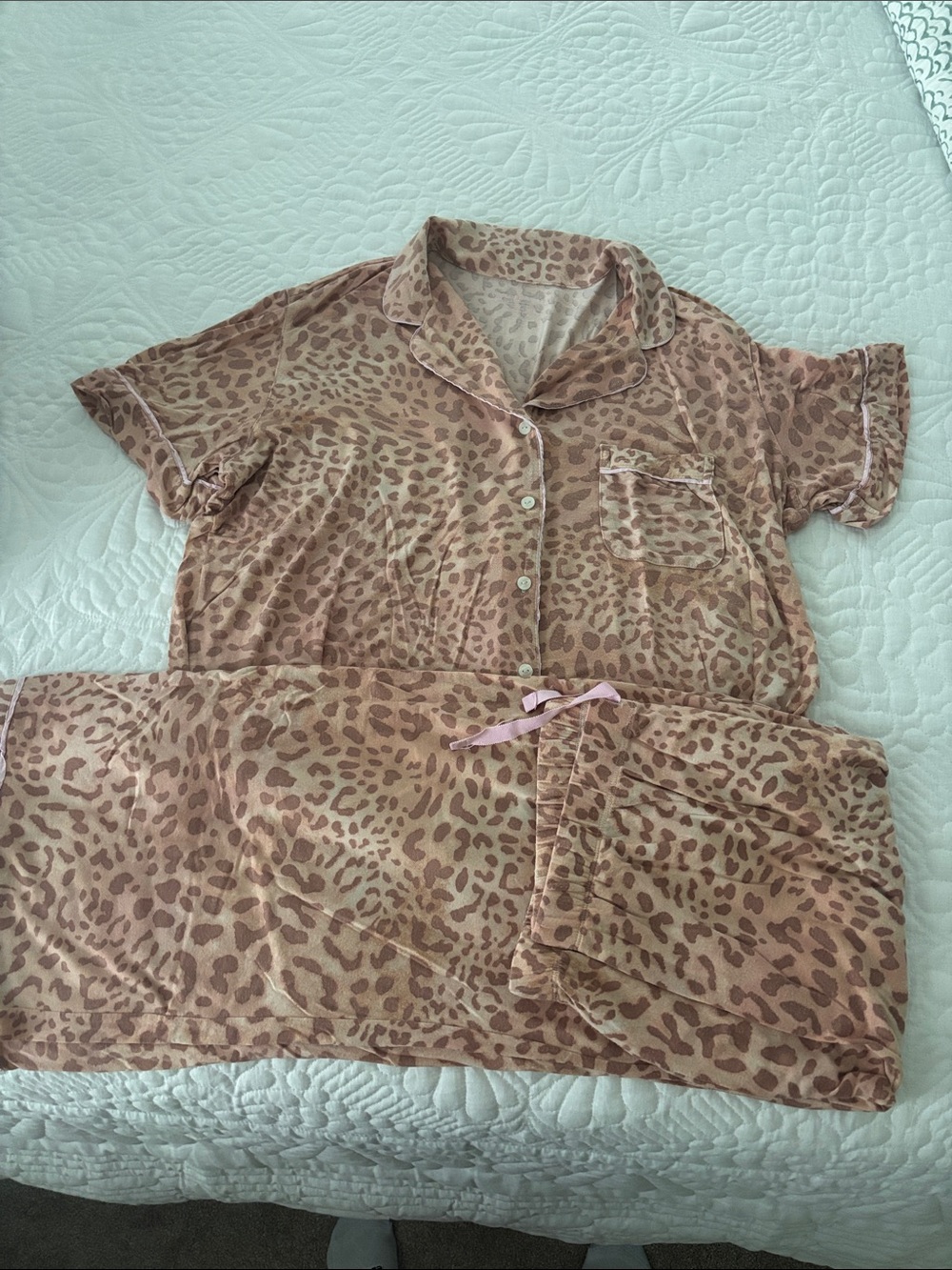 Victoria's Secret Leopard Print Loungewear Top in Pink and Brown